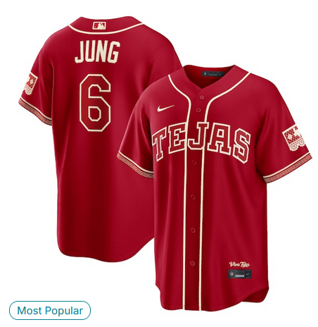 Men Texas Rangers #6 Jung red Nike 2026 MLB City Connect Jersey